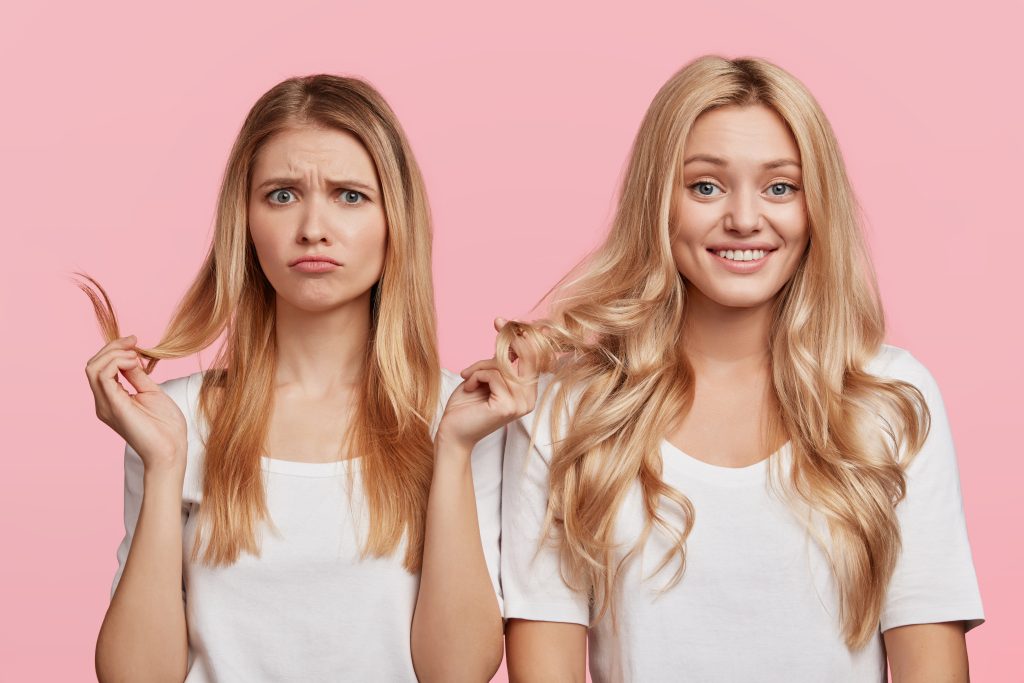 Comparación visual entre cabello fino y cabello grueso